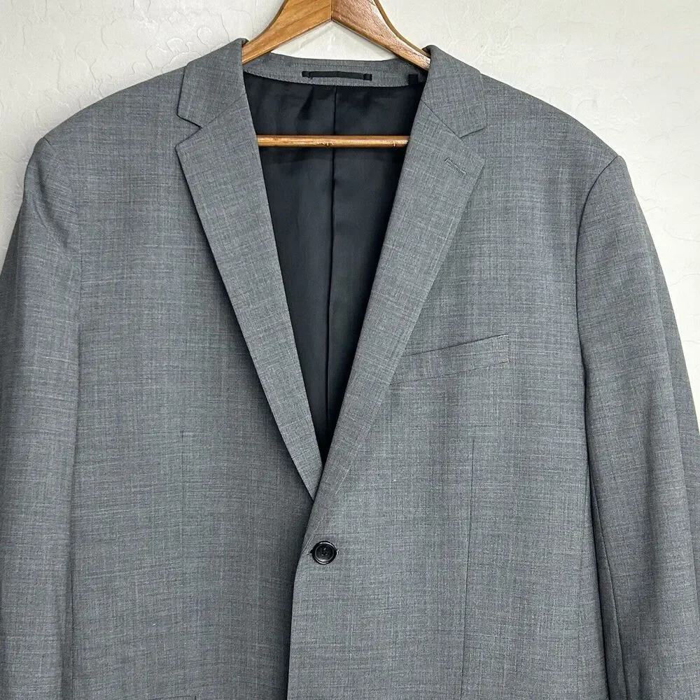Theory Mens Blazer Size 46 Long Gray Wool Sport Coat Jacket Two Button Modern